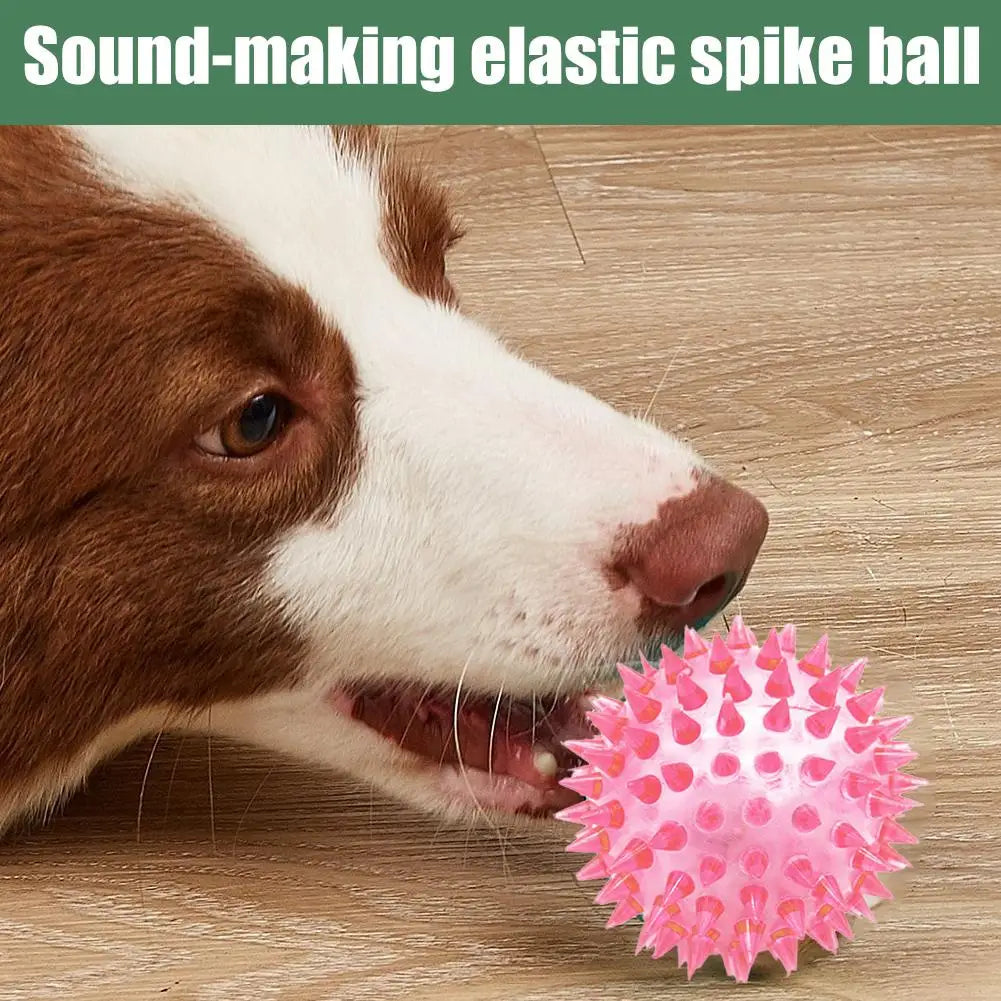 Pet Dog Toys Cat Puppy Sounding Toy Polka Squeaky Tooth Cleaning Ball TPR Training Teeth Chewing Toy Thorn Balls Pet Accessories