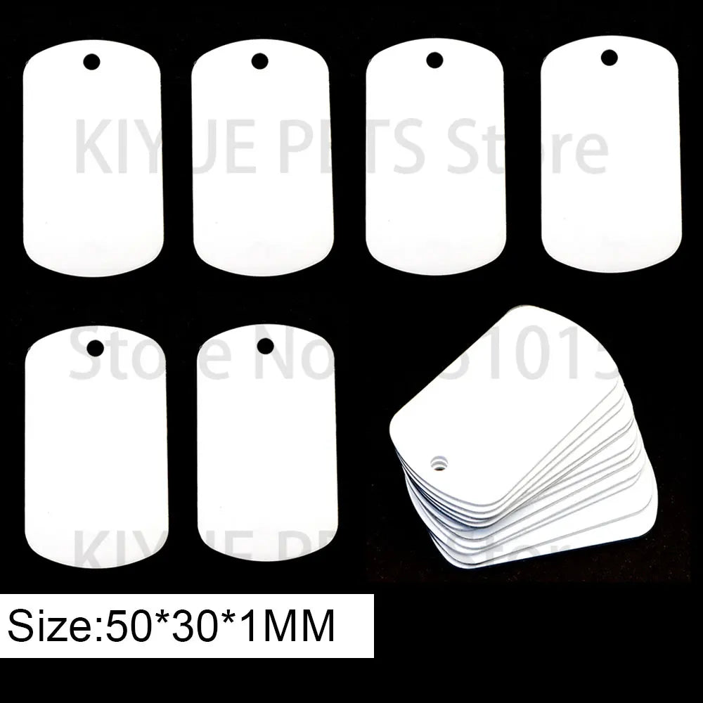 20Pcs Wholesale Personalized Pet ID Nameplate  Heat Transfer Aluminum Blank Hang Tag Customized Key Ring Accessories Pendant
