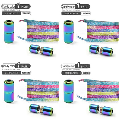 1Pair/2Pairs/4Pairs No Tie Shoe Laces Colorful Buckle Shoelaces Pearl Light Colorful Fashion Without Ties Elastic Laces Sneaker