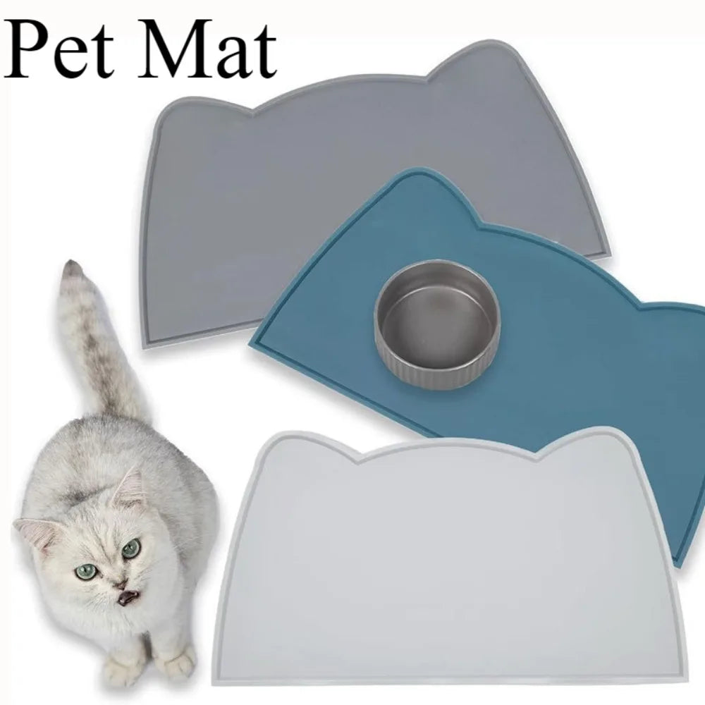 Food Grade Silicone Cat Mat, Anti-slip Waterproof Leak-proof Pad for Cats & Dogs, Easy to Clean Pet Bowl Mat