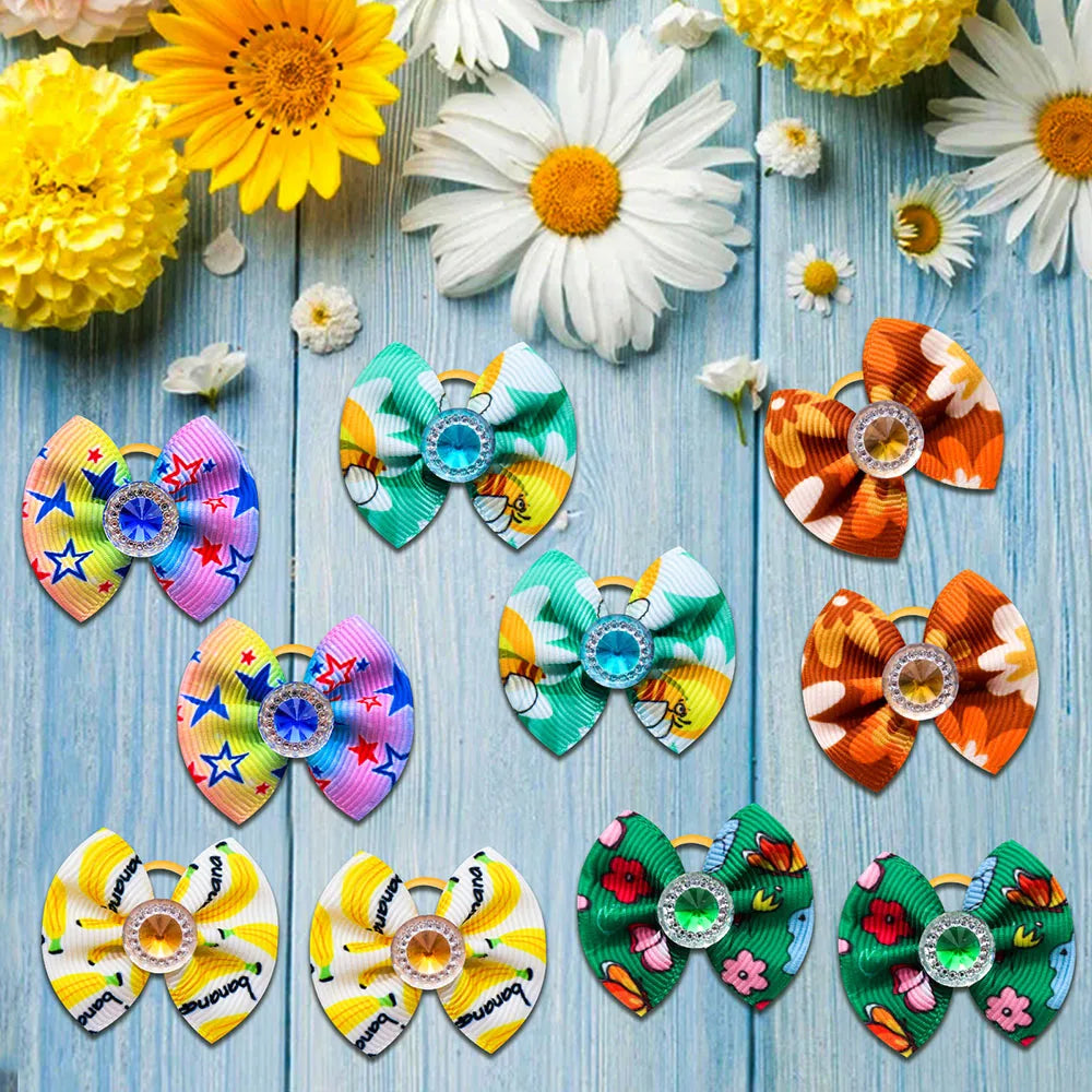 10/20/50PCS Dog Bow Puppy Grooming Accessories Decoration Cats Dogs Hair Bow Wholesale Multicolour Bow Rubber Band Pet Supplies