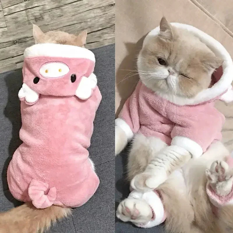 Cartoon Animal Dog Cat Costume Small Dogs Cat Winter Warm Pet Jumpsuit Pajama for Yorkies Poodle Overalls Puppy Mascotas Clothes