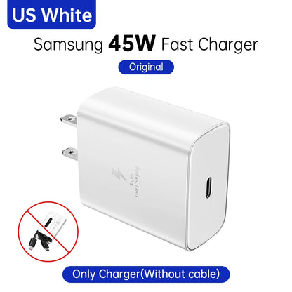 SAMSUNG Charger PD 45W Super Fast Charging Original 25W Wall Charger 5A Type C Cable Galaxy S26 S25 S24 S23 Ultra A54 A53 Note20