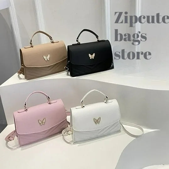 Lucky butterfly bag women's new fashion solid color simple texture trend beautiful casual shoulder messenger bag portable small