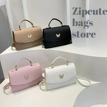 Lucky butterfly bag women's new fashion solid color simple texture trend beautiful casual shoulder messenger bag portable small