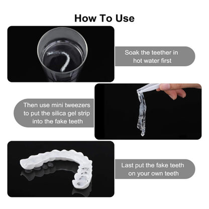 1-5Set Upper Lower Temporary Fit Fake Teeth Cosmetic Denture Smile Veneers False Teeth Brace Cover Upper False Tooth Cover Snap
