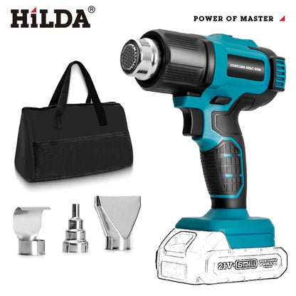 HIDLA 21V Handheld Hot Air Gun Temperature Rechargeable Cordless Two Styles For Makita Battery Electric Heating Gun With Nozzle