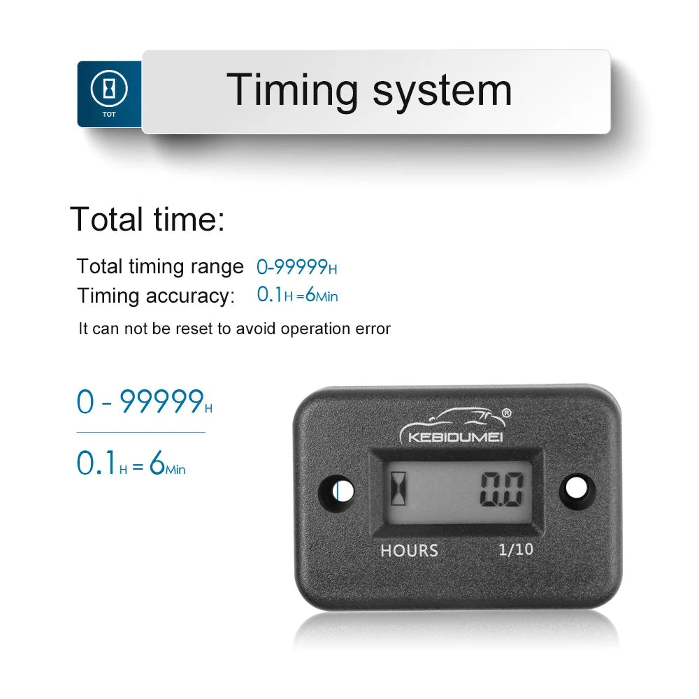 Digital LCD Hour Meter Motor Waterproof Display for Bike Motorcycle ATV Snowmobile Marine Boat Ski Dirt Gas Engine