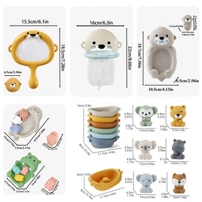 Baby Bath Toys Floating Animal Otter Hippo Seal Kid Bathroom Shower Basketball Hoop Game Children Swimming Pool Water Play Gift