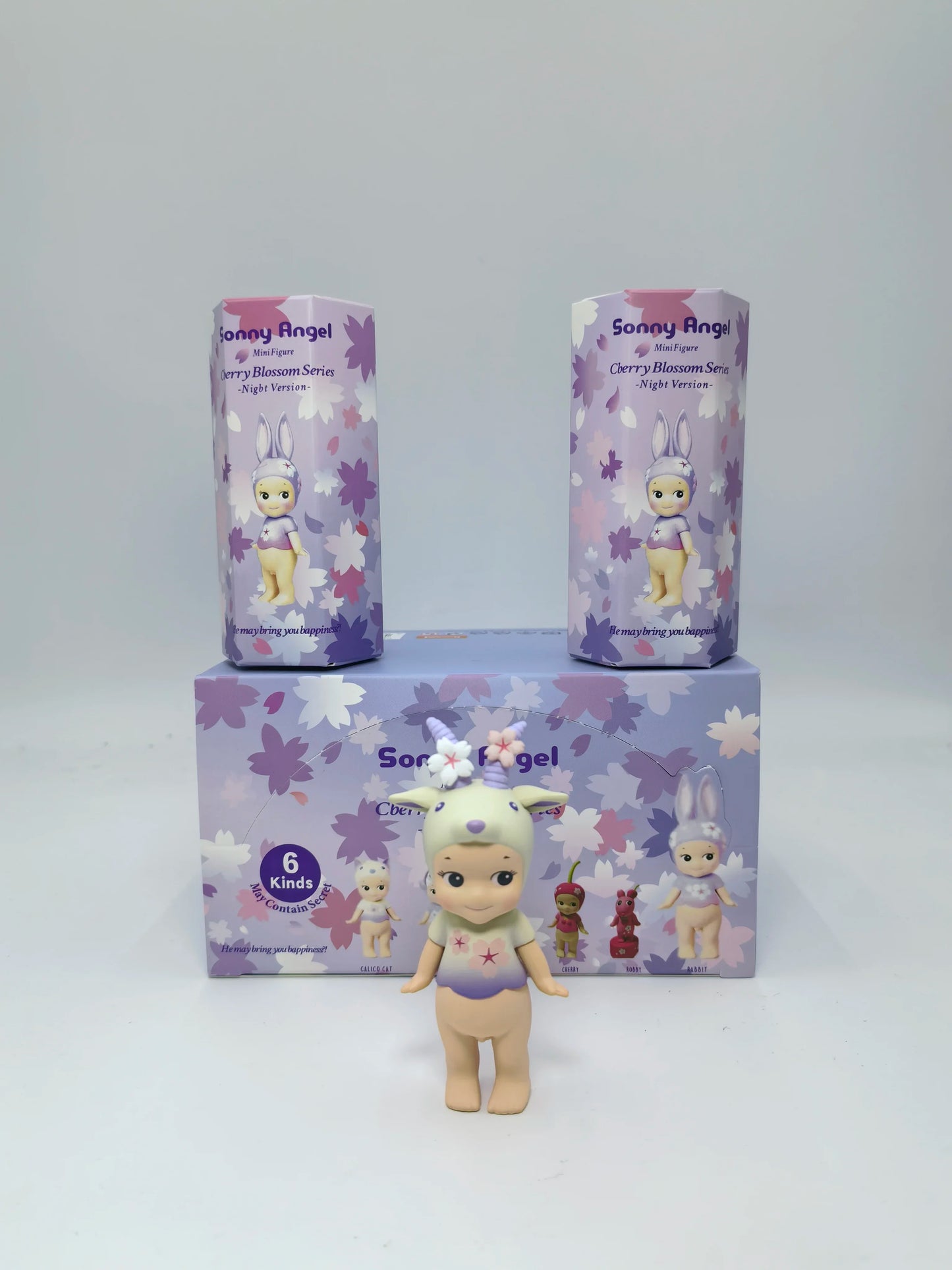Sonny Angel' Purple Cherry Blossom Series Nigbt Minifigure Version Blind Box Decoration Cute Mystery Surprise Giff