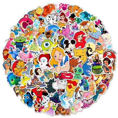 100Pcs Disney Mixed Cartoon Stickers Mickey Decals DIY Laptop Luggage Phone Motorcycle Waterproof Sticker Children Toy
