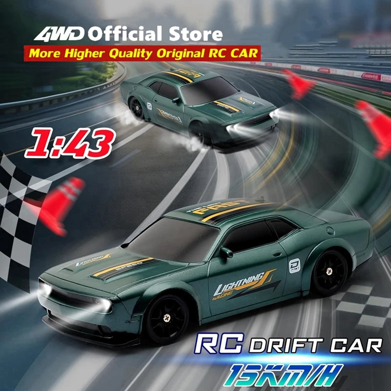 4WD Remote Control Desktop Car for Adults Kids 1/64 or 1/43 Mini Drift Racing High Speed RC Car with LED Lights Hobby Gift