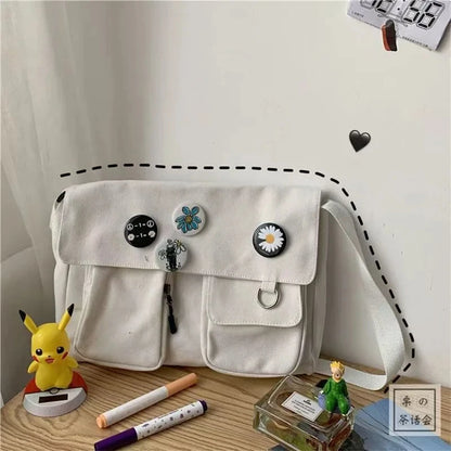 Xierya Women Canvas Messenger Bag Youth Ladies Fashion Shoulder Bag Student Large Capacity Female Crossbody Bags Woman Packet