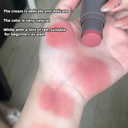 Double Head Sponge Monochrome Powder Blusher Lip and Cheek Dual-Use Durable Matte Natural Rouge Powder Blusher Stick Light Natur