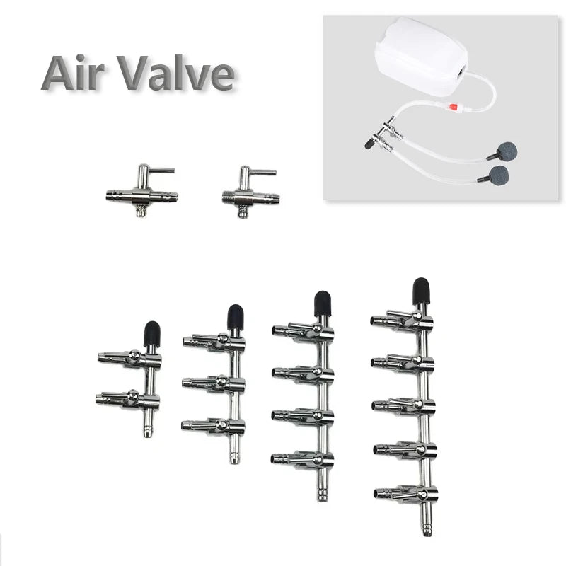 1 2 3 4 5 Way Aquarium Air Splitter Valve Fish Tank Air Pump Flow Splitter Distributor Pump Valve Tap Lever Control Switch Valve