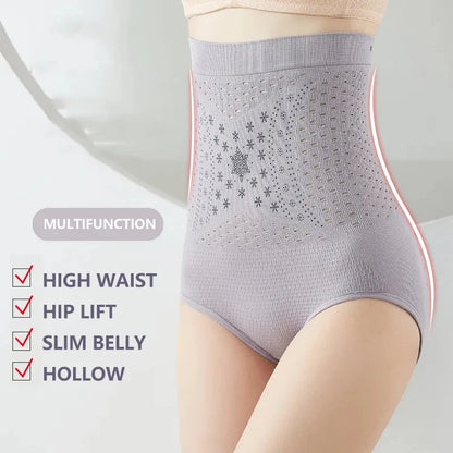 Unique Fiber Restoration Shaper Brief Women Tummy Control Shapewear Hollow Out Fat Burning Slimming High Waist Underwear Panties