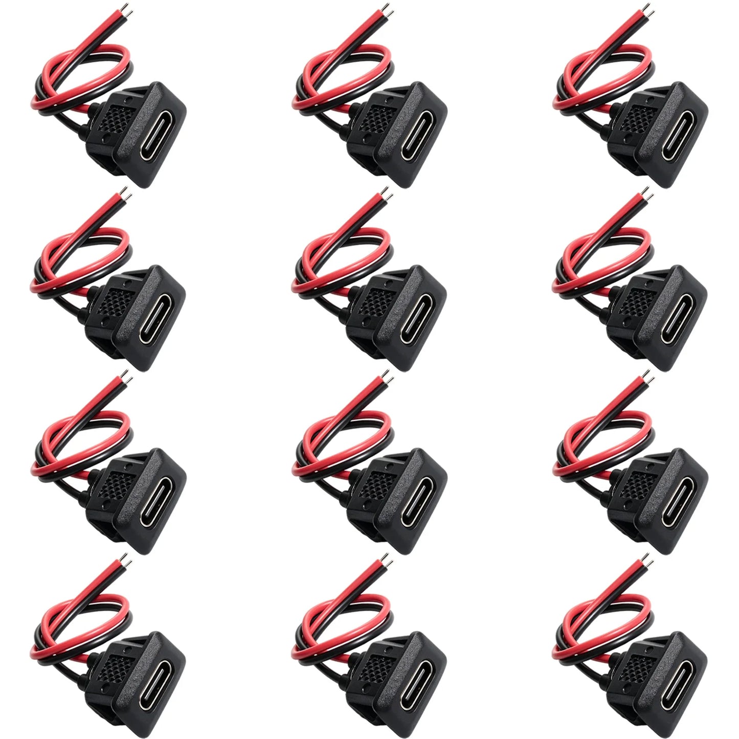 5/10/20pcs Type-C Female Chassis 2 Pin Type-C Female Socket Connector Waterproof Jack Female Charging Port with Card Buckle