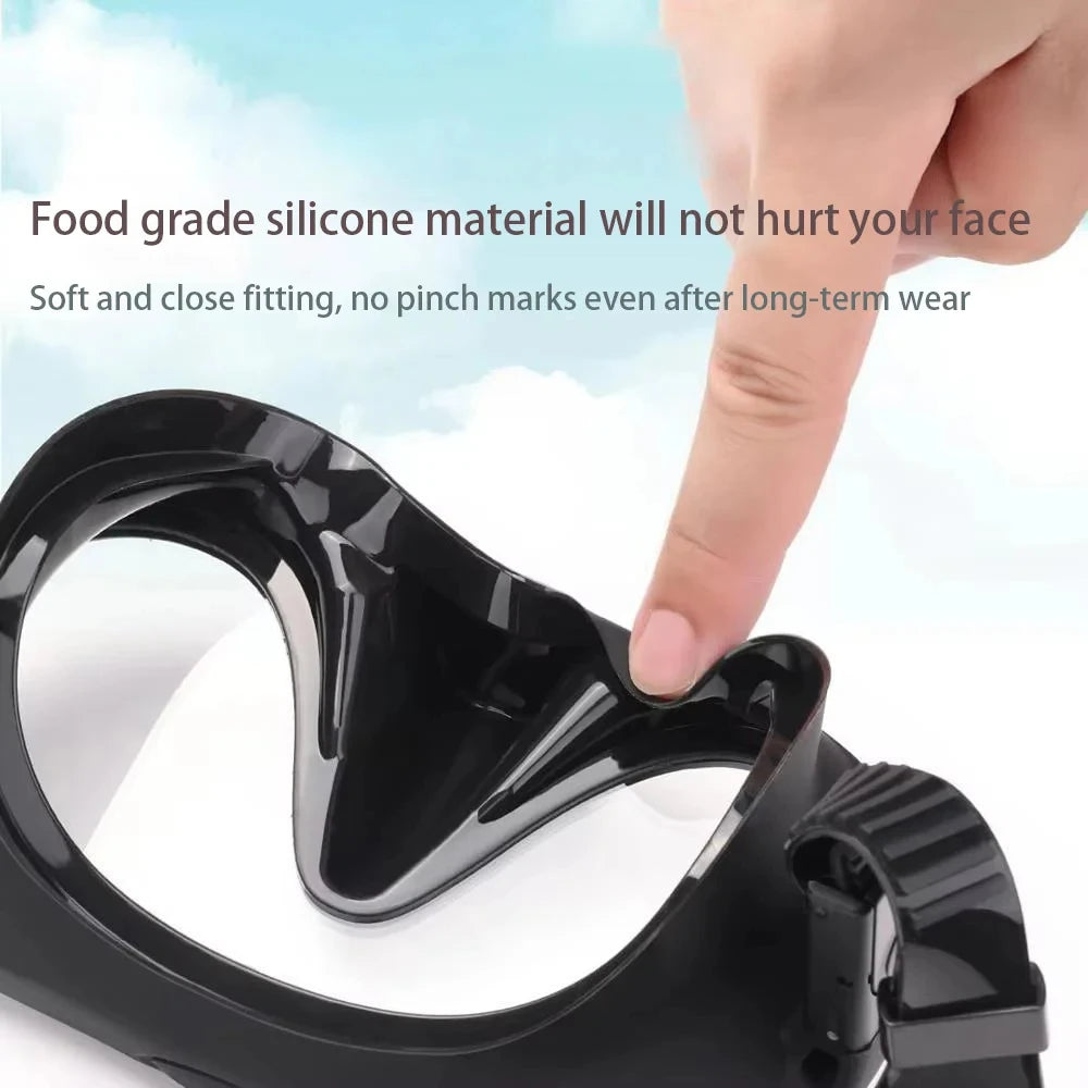 Frameless Diving Mask Wet Snorkel Set Low Internal Volume Pure Soft Silicone Swimming Training Diving Glasses Adjustable