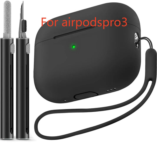 For 2025 Apple  AirPods Pro 3 protective case soft skins case with cleaning kit and lanyard  For AirPod Pro3 [visible front LED]