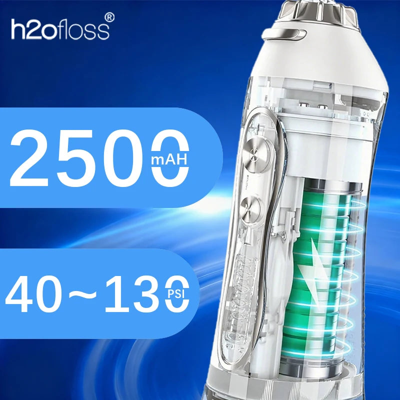 H2ofloss Cordless Water Flosser 5 Modes 300ml 2500mAh USB Rechargeable Portable High Pressure Oral Irrigator for Teeth Cleaning