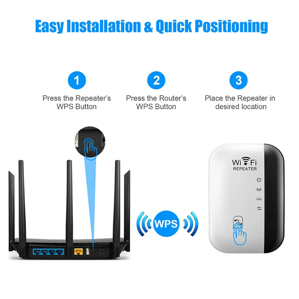 Kebidumei 300Mbps Wireless WiFi Repeater Wifi Extender Amplifier 802.11N WPS Long Range WiFi Booster Amplifier Wi Fi Repeater