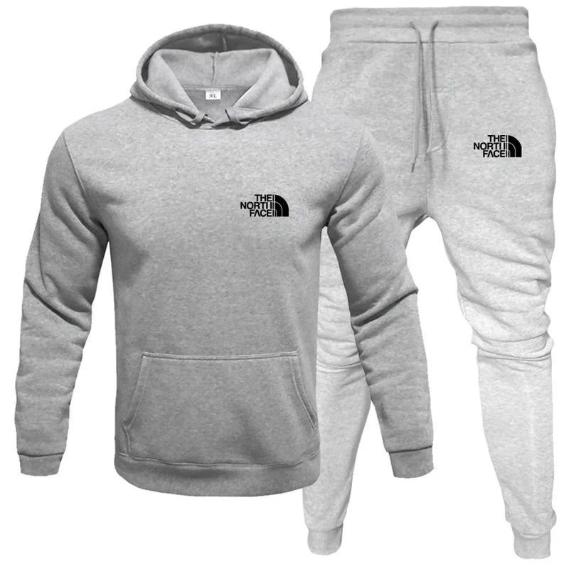 Men's Tracksuit Jogger Set - Casual Sportswear Pullover Hoodie & Sweatpants | Streetwear Fleece Print Sweatsuit