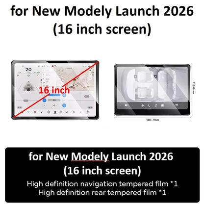 TESY Tempered Glass Film Protector for New Tesla Model YL Y Juniper Launch Model 3 Highland Front Rear Screen Protective
