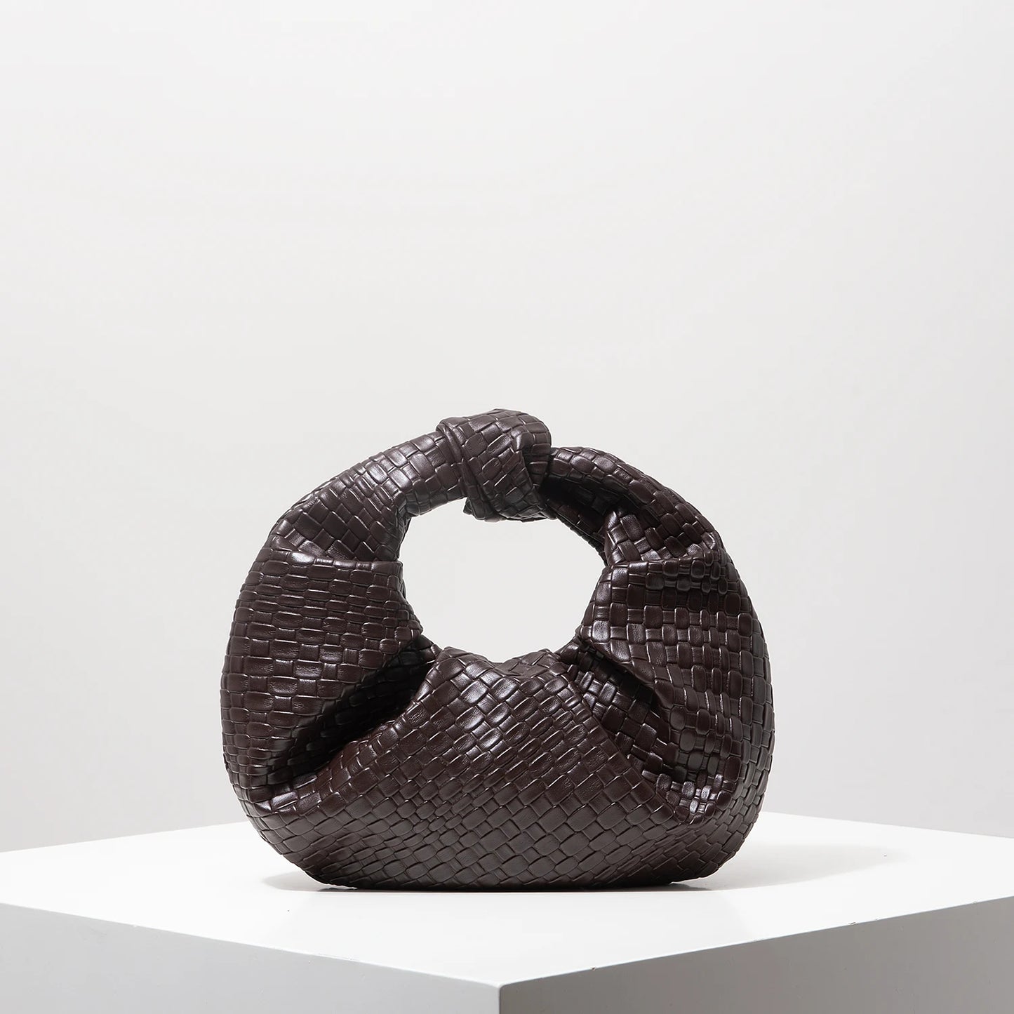 Vintage Faux Leather Woven Pattern Handbag, Knotted Crescent Bag, Pleated Cloud Bag, Women's Party Dress, Burgundy Wallet, Elegant Evening Bag (Random Pattern)