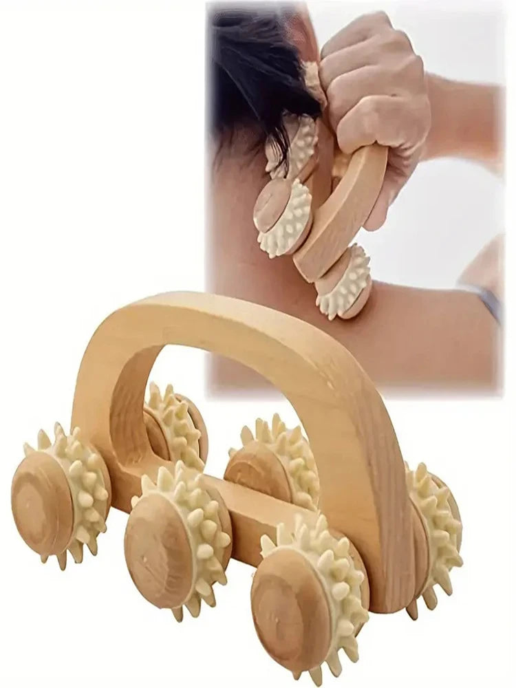 Wooden Massage Roller Tool, Manual Wooden Massager, 1 Pcs Wood Back Massage Roller for Neck Leg Back Deep Tissue Muscle Massage