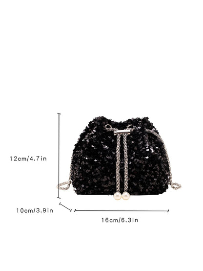 Crossbody Bags Sequin Women's New Korean Bucket Bag Bright Eyes Style Fashion Crossbody Dinner Single Shoulder Bags