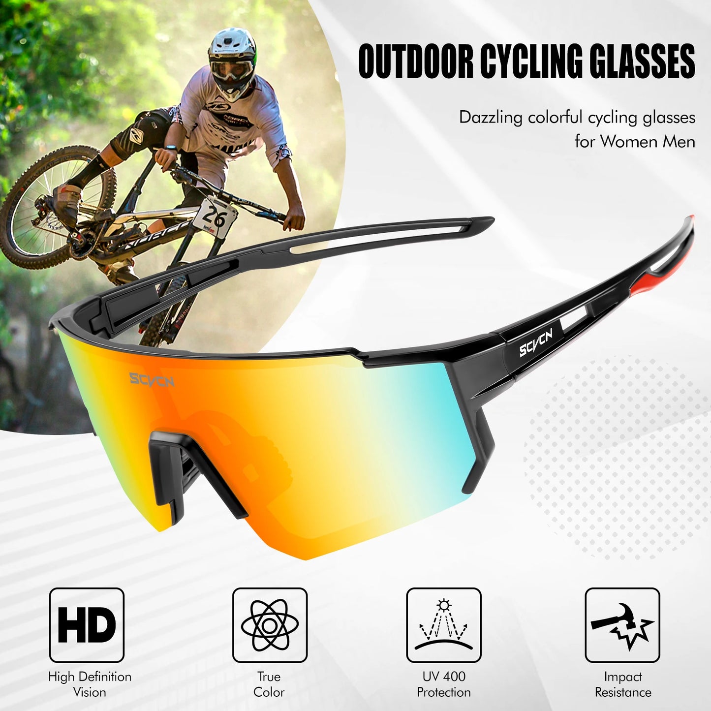SCVCN Fashion Street Sunglasses for Men Sport Y2K Cycling Glasses MTB Bike Bicycle Camping Golf UV400 Glasses Women Baseball