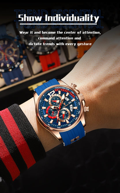POEDAGAR Luxury Watch For Men Date Chronograph Luminous Waterproof Silicone Male Watch Fashion Sports Quartz Men's Watches Reloj