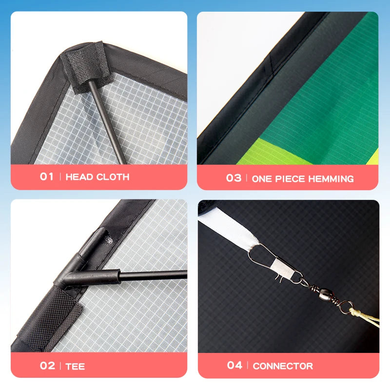YongJian Large Beach Delta Kite for Adults  Extremely Easy to Fly for Beginners Comes with 100m String Kite Handle