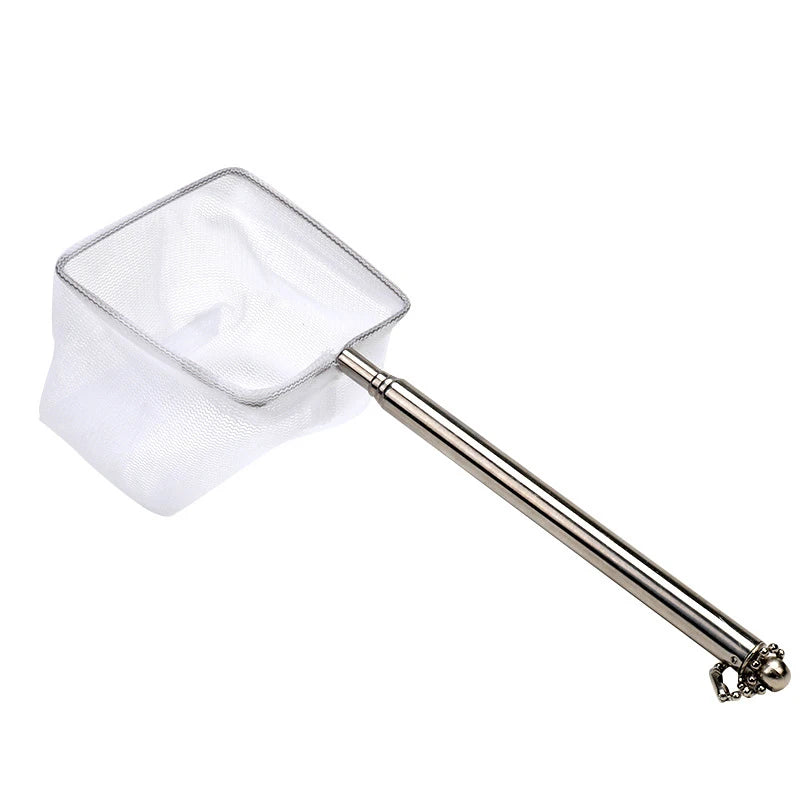 Aquarium Square Fishing Net With Suction Cup Extendable Long Handle Fishing Gear For Catching Fish Shrimp Tank Clean Accessories