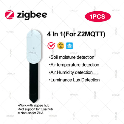 Zigbee Soil Moisture Sensor Temperature Humidity Luminance Detection Smart Soil Tester Moisture Sensor For Tuya APP Zigbee2MQTT