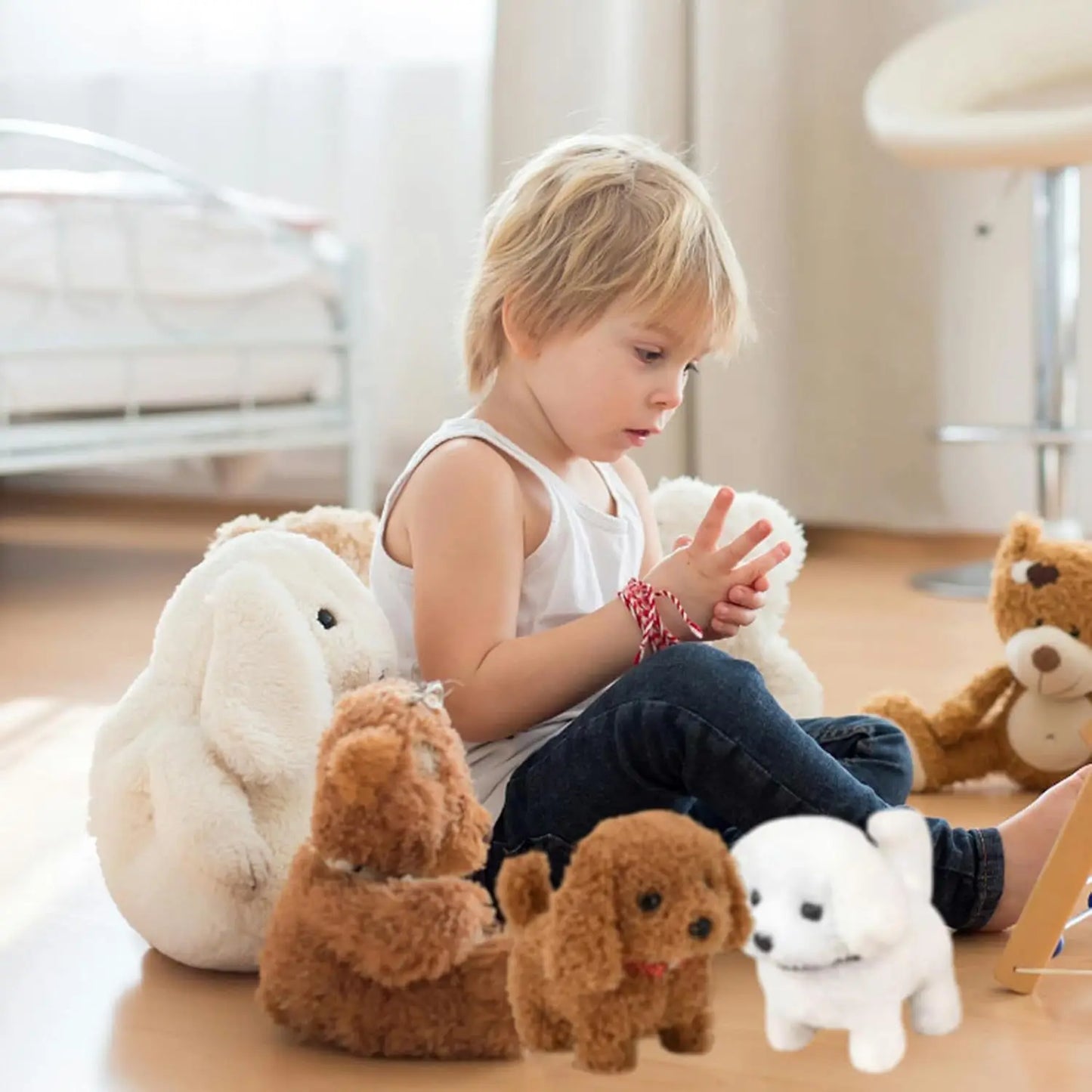 Simulated plush electronic dog, robotic dog, electronic pet that walks and barks, electric puppy toy, holiday gift