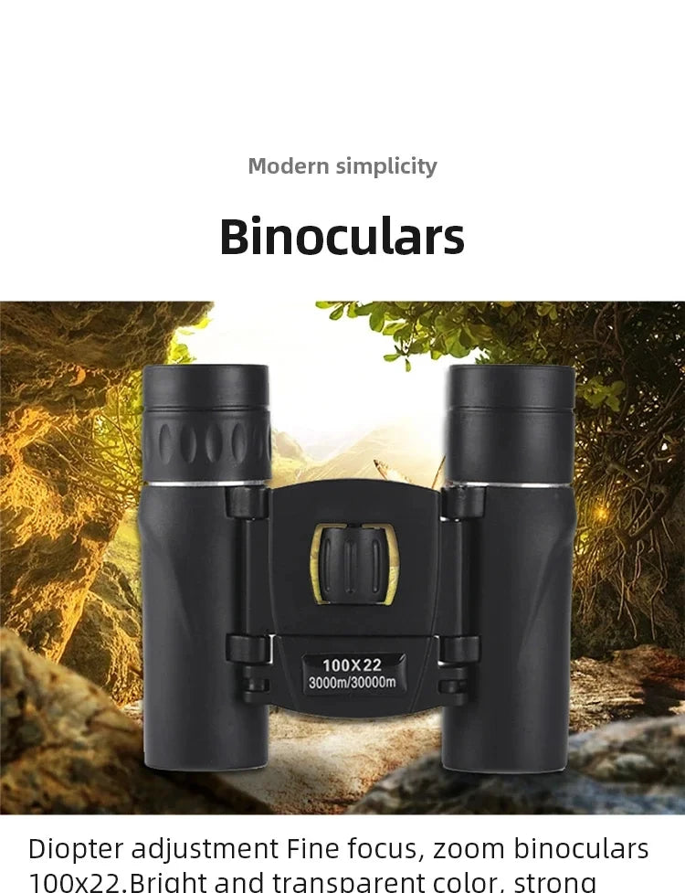 100X22 High Magnification High-Definition Binoculars, Mini Portable Outdoor Travel Professional Telescope
