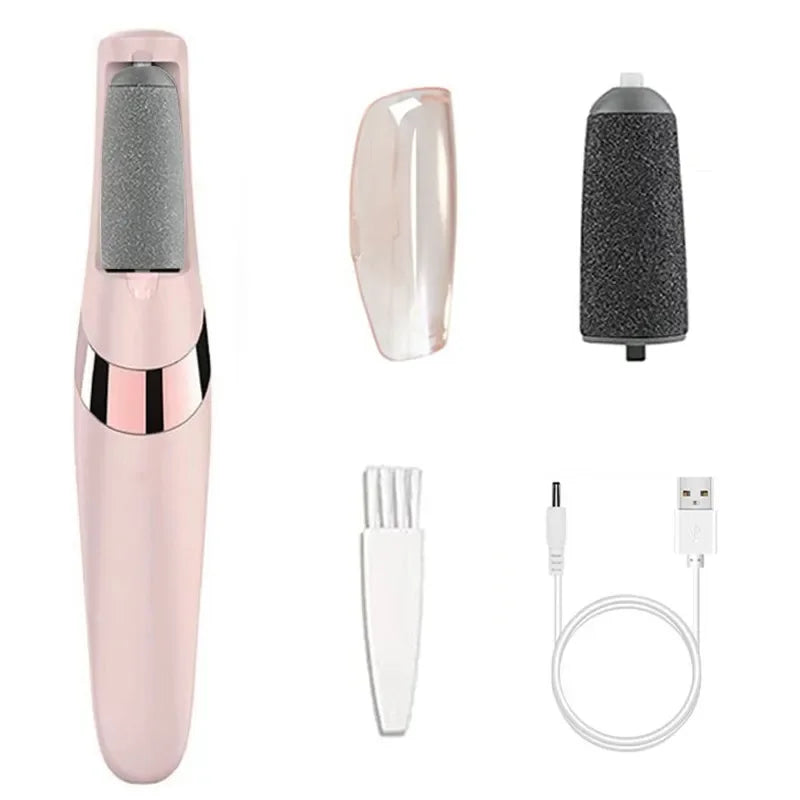 NEW in USB Electric Dead Skin Pedicure Automatic Foot Grinder Rechargeable Roller Feet Pedicure Tool with Removable Roller Heads