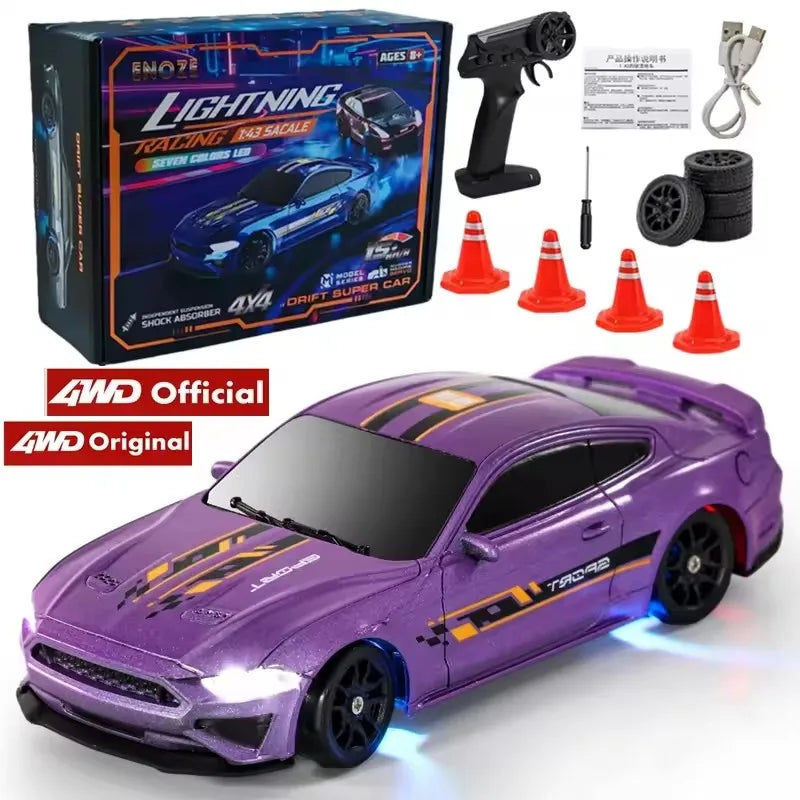 4WD Remote Control Desktop Car for Adults Kids 1/64 or 1/43 Mini Drift Racing High Speed RC Car with LED Lights Hobby Gift