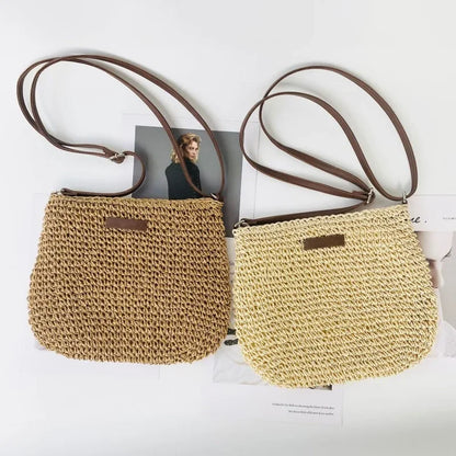 Ladies Fashion Summer Straw Crossbody Bag Women Beach Holiday Shopping Woven Shoulder Handbag Messenger Purses For Women Bags