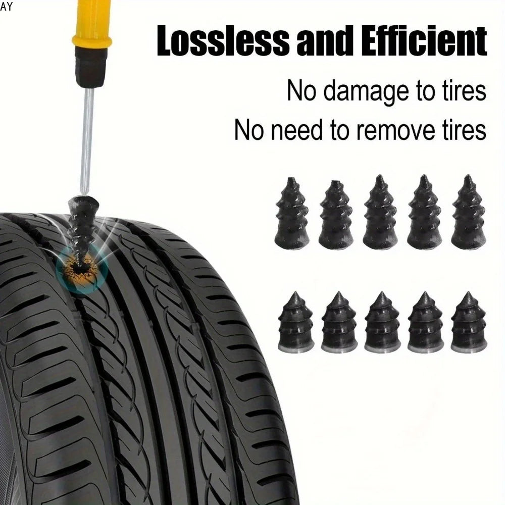 Emergency Tire Repair Kit - Quick Fix Heavy-Duty Glue & Rubber Strips for Cars/Trucks/RVs Puncture, On-the-Go Safety