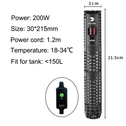 Aquarium Submersible Heater Fish Tank Water Heating Rod Constant Aquarium Thermostat Temperature Control 220V 50-500w EU Adapter