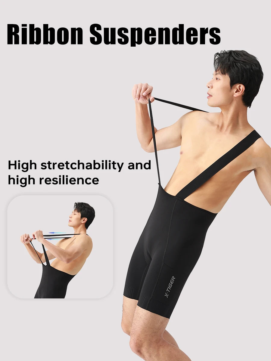 X-TIGER Men's Cycling Bib Shorts 120 Density Gel Cushion Mountain Road Bike Cycling Shorts Outdoor Casual Sports Bib Shorts