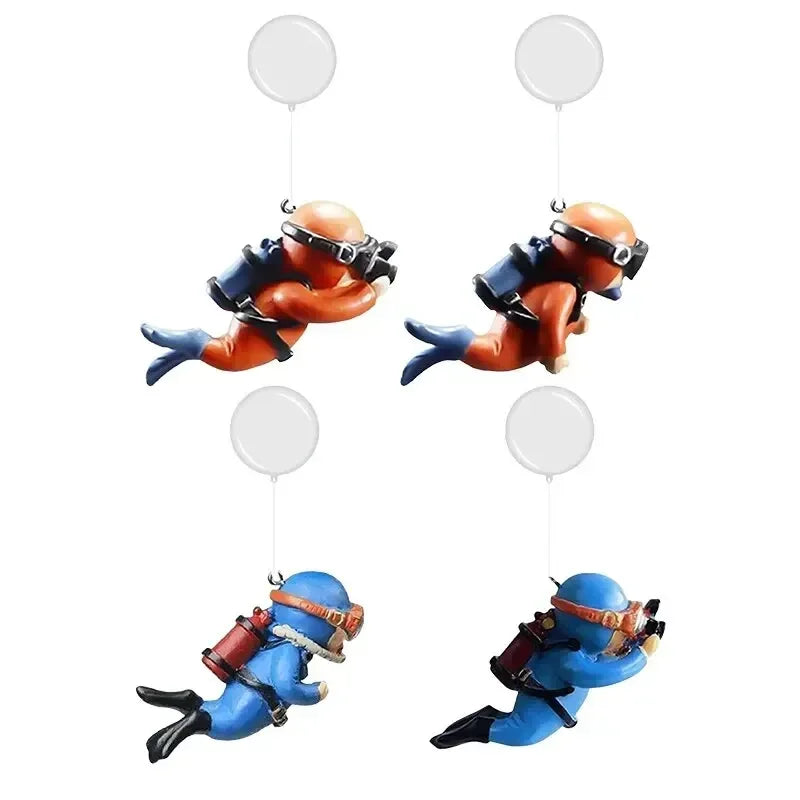Fish Tank Scenery Ornaments Diver Decor Blue Fatty Diver Ornamental Fish Tank PVC Solid Floating Doll Aquarium Hanger Safe