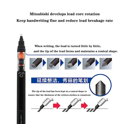 Janpan UNI Kuru Toga Mechanical Pencil M5-452 Drawing Pencil 0.5mm Low Center of Gravity Automatic Rotation School Supplies