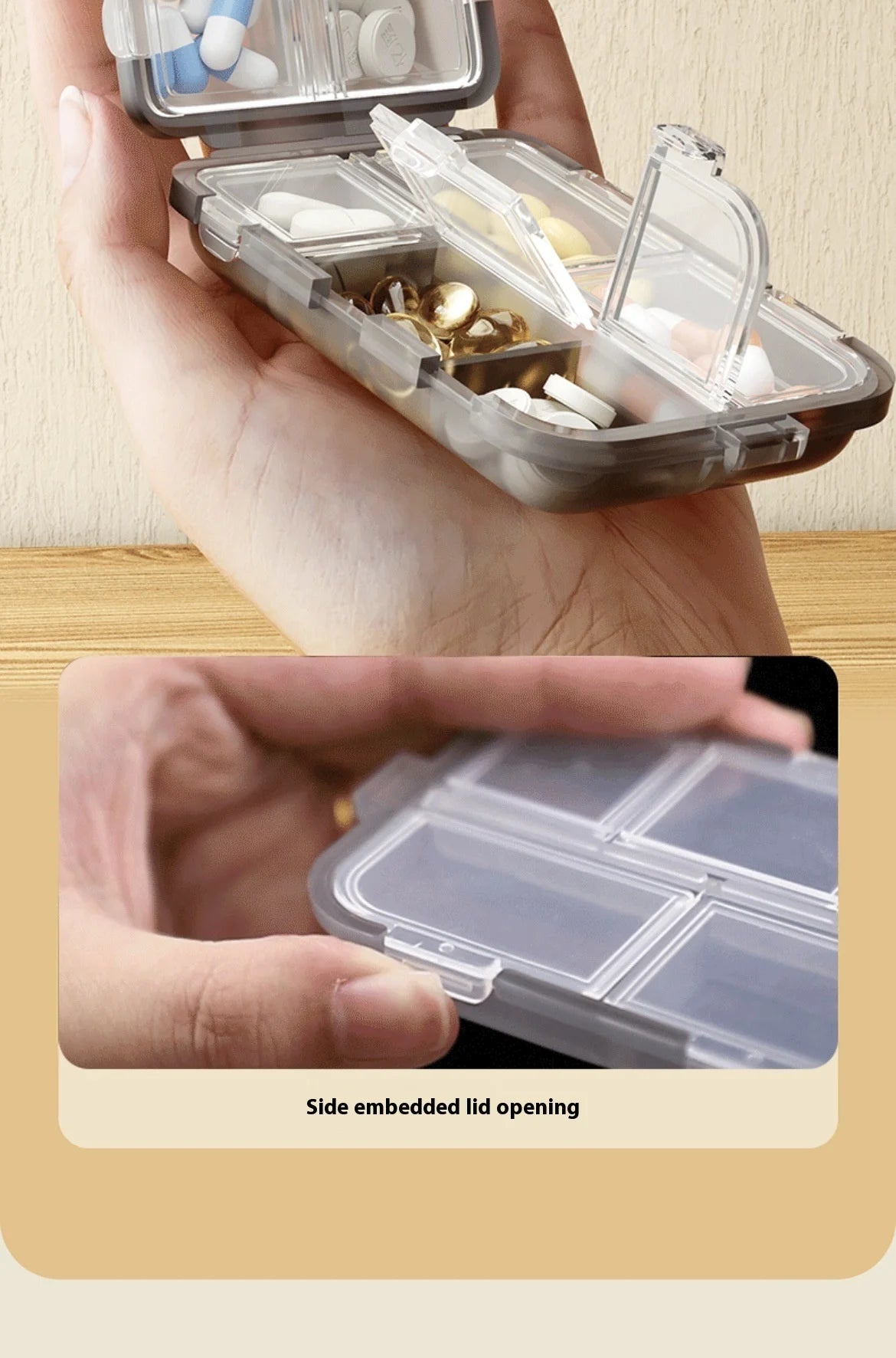 Tcare Travel Pill Organizer Moisture Proof Pills Box for Pocket Purse Daily Pill Case Portable Medicine Vitamin Holder Container