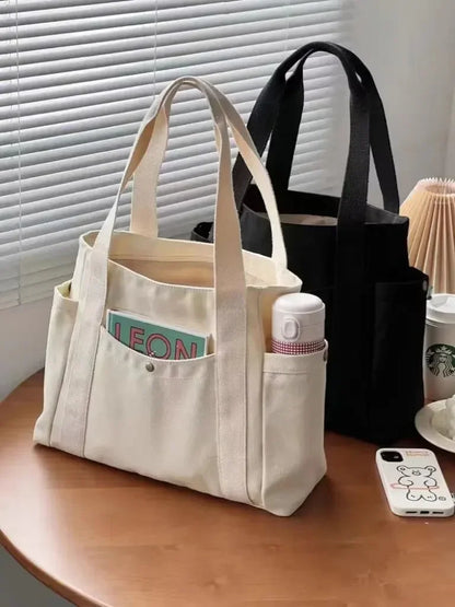 Large Capacity Tote Canvas Bag for Work Outgoing High Appearance Commuting Versatile Art Student Clothing Book Shoulder Bag Bag
