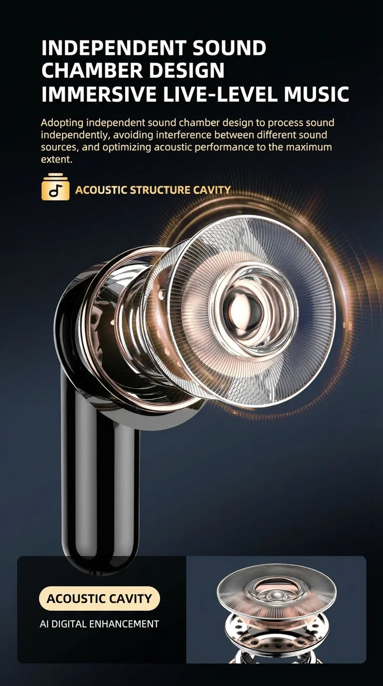 KaiAqua Original Noise-Cancelling TWS Earbuds Bluetooth Lightweight Enhanced Sound Comfort Fit IPX5 Waterproof Sports Daily Use