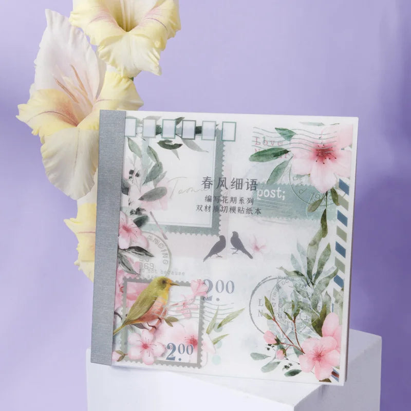 Yoofun 20pcs/lot PET + Washi Paper Aesthetic Flower Stickers Gift Card Journal Scrapbooking Diary Decoration Stationery Labels