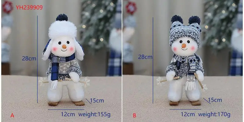 New Year Valentine's Day Plush doll toy cute skiing rocking snowman decorations plush toy holiday party house gifts for girl